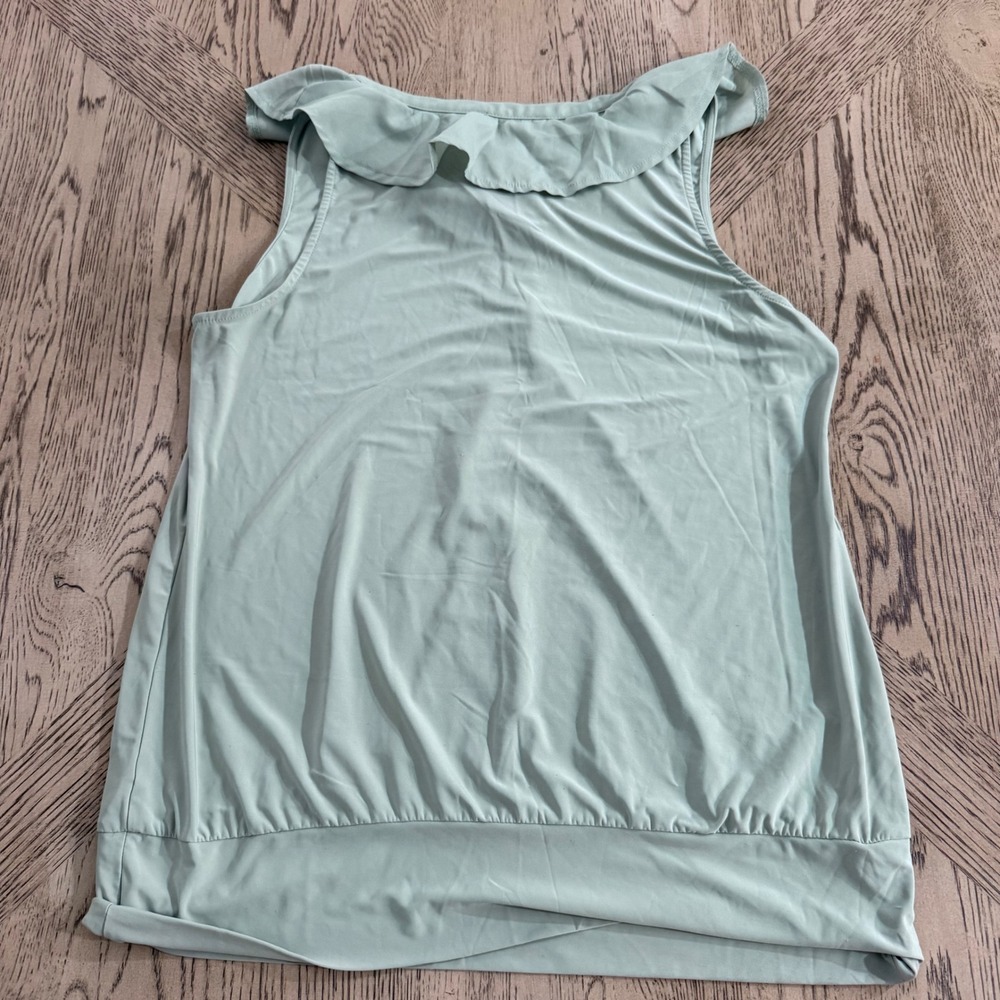 The Limited Women's Large Light Mint Green Sleeveless Ruffle Neck Tie Blouse Top - Picture 2 of 7